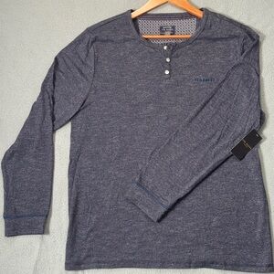Ted Baker Blue Long Sleeve Henley Shirt - Large - Brand New w/ tag